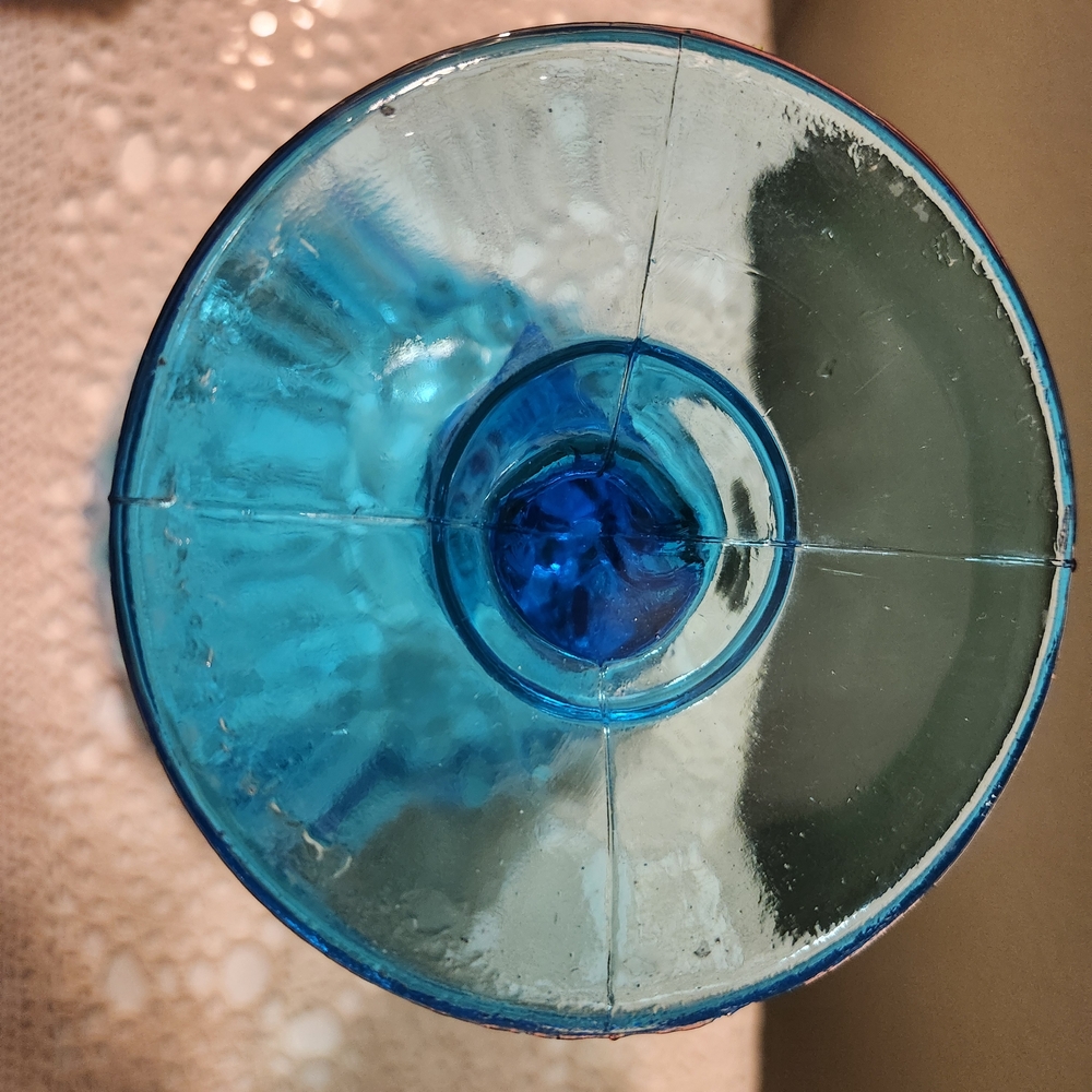 Indiana Glass Aqua Blue Footed Lotus Compote / Candy Dish - Picture 13 of 16